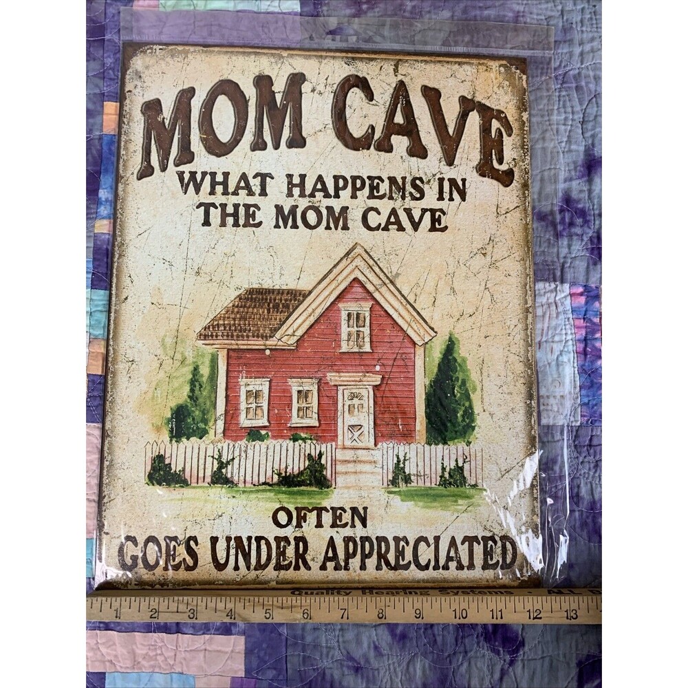 Mom Cave What Happens In The Mom Cave 12.5x16 Man Cave Tin Sign She Shack Decor - Picture 2 of 3